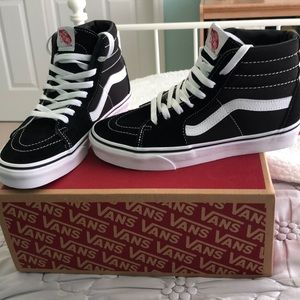 Black high top vans, never worn
